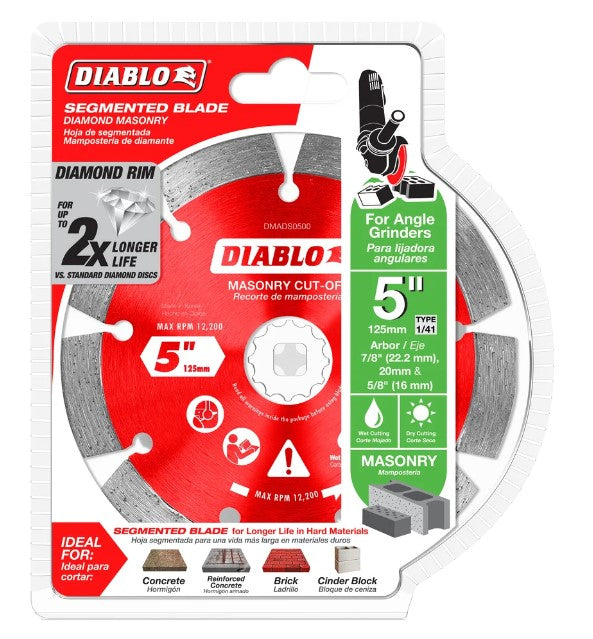 5 in. Diamond Segmented Cut-Off Discs for Masonry