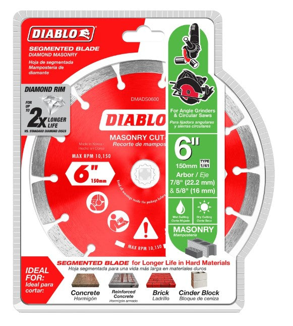 6 in. Diamond Segmented Cut-Off Discs for Masonry