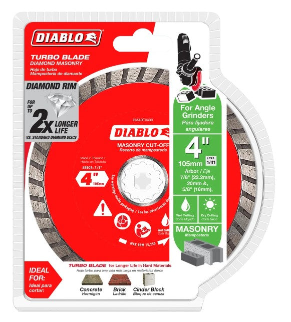 4 in. Diamond Turbo Cut-Off Discs for Masonry