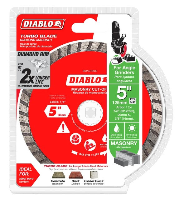 5 in. Diamond Turbo Cut-Off Discs for Masonry