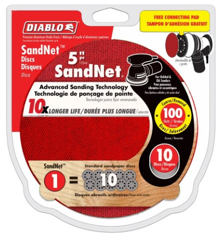 5 in. 100 Grit (Medium) SandNET Discs with Connection Pad (10-P