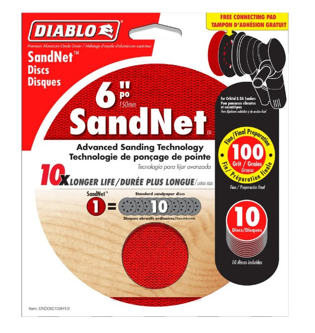 6 in. 100 Grit (Medium) SandNET Discs with Connection Pad