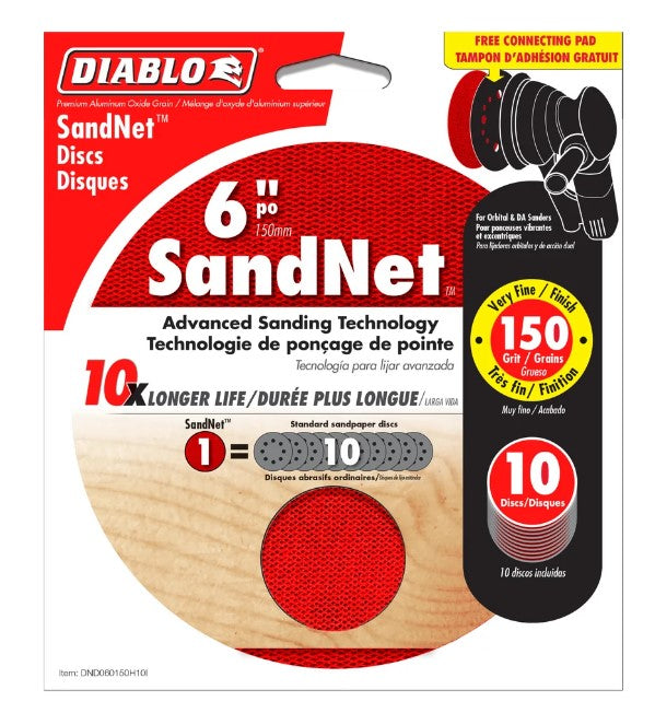 6 in. 150 Grit (Fine) SandNET Discs with Connection Pad