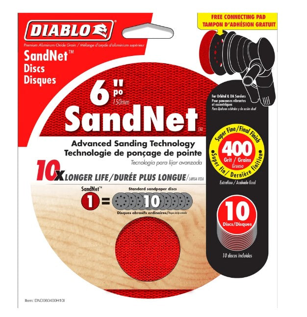 6 in. 400 Grit (Micro Fine) SandNET Discs with Connection Pad