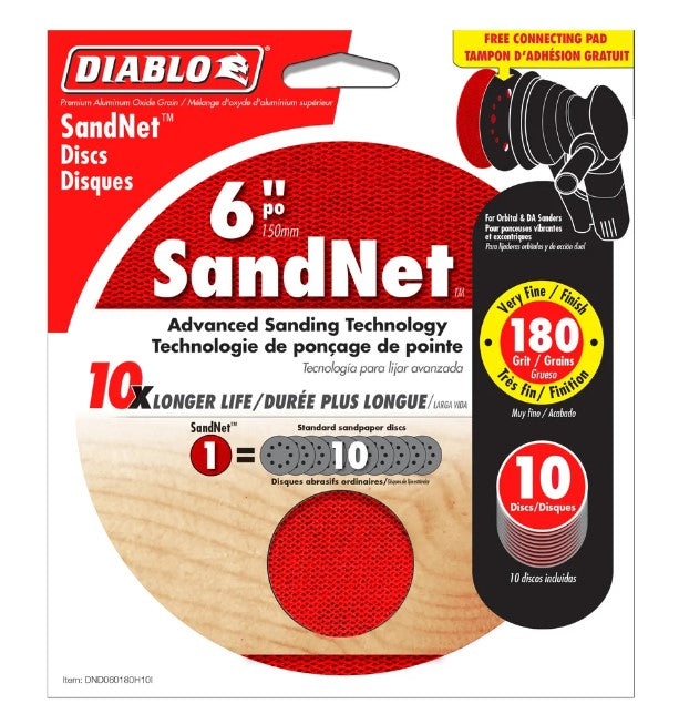 6 in. 180 Grit (Fine) SandNET Discs with Connection Pad