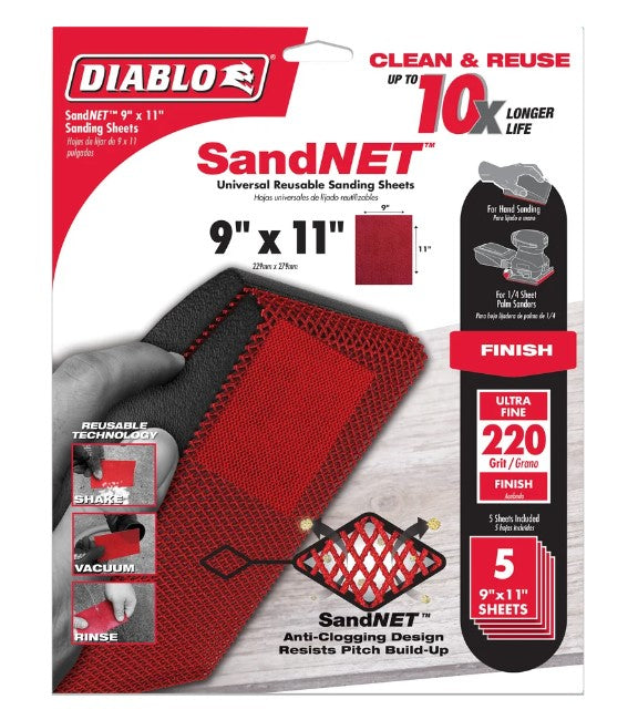 9 in. x 11 in. 220-Grit (Ultra Fine) SandNET Universal Reusable