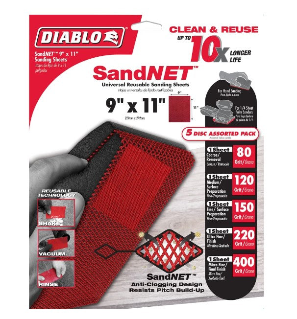 9 in. x 11 in. SandNET Universal Reusable Sanding Sheet Assorted