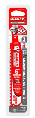 6 in. Steel Demon Carbide Recip Blades for Medium (1/16 in. - 5/