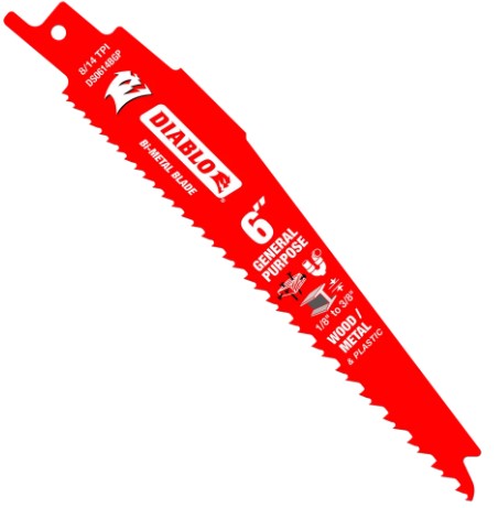 6 in. Bi-Metal Recip Blade for Nail-Embedded Wood, Metal, and Pl