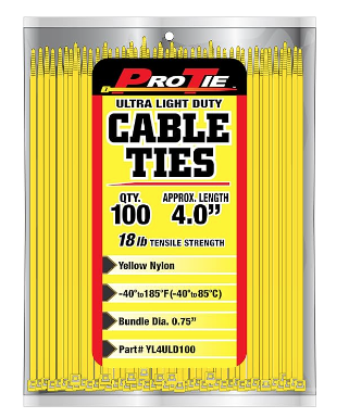 4" YELLOW ULTRA LIGHT DUTY, 100PK