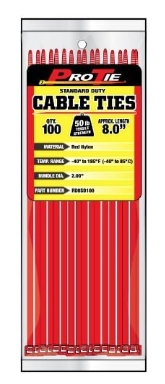 8" RED STD DUTY, 100PK