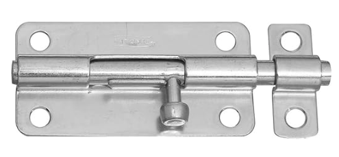 4" BARREL BOLT, ZINC PLATED