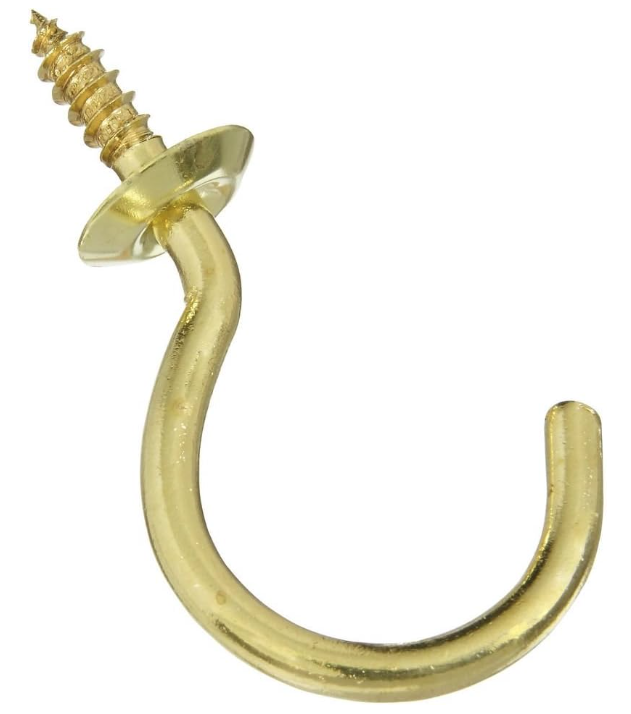 1-1/2" CUP HOOKS, SOLID BRASS, 2/PK