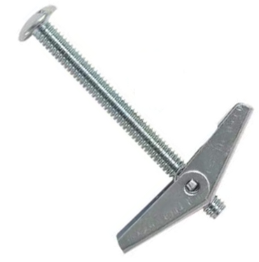 1/8"-32x3" ROUND HEAD SLOT TOGGLE BOLT WITH WING NUT, ZINC 50BX