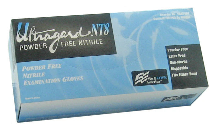 LARGE POWDER-FREE NITRILE DISPOSABLE GLOVES - 8MIL [50PK] 12" LO