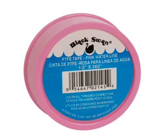 PTFE TAPE, PINK, WTR LINE, 1/2"X260"