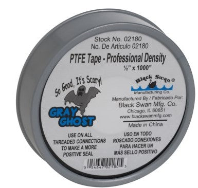 PTFE TAPE, GRAY GHOST, 1/2"X1000"