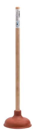 Sink Plunger - Kitchen, 5 1/2" Cup x 21" Wood Handle