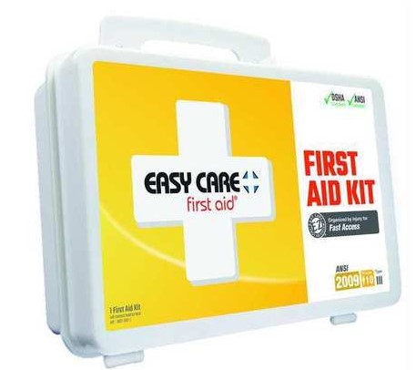 FIRST AID KIT, 10 PERSON, 2009 ANSI W/ EYEWASH, PLASTIC CASE