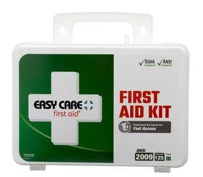 FIRST AID KIT, 25 PERSON, 2009 ANSI W/ EYEWASH, PLASTIC CASE