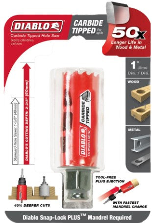 1 in. (25mm) Carbide-Tipped Wood & Metal Holesaw