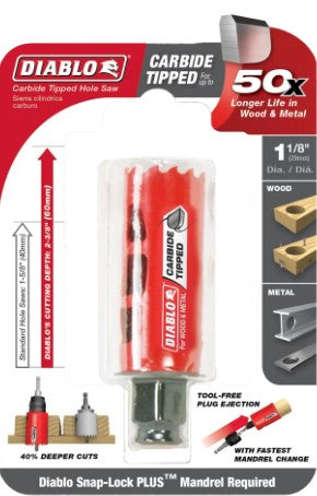 1-1/8 in. (29mm) Carbide-Tipped Wood & Metal Holesaw