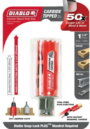 1-1/4 in. (32mm) Carbide-Tipped Wood & Metal Holesaw