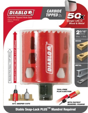 2-9/16 in. (65mm) Carbide-Tipped Wood & Metal Holesaw