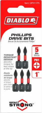 1 in. #1 Phillips Drive Bits (5-Pack)