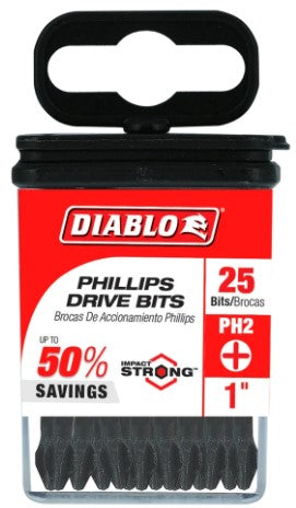 1 in. #2 Phillips Drive Bits (25-Pack)