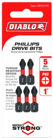 1 in. #2 Phillips Drive Bits (5-Pack)