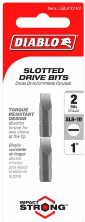 Diablo 1 in. SL8-10 Slotted Drive Bits (2-Pack)