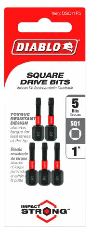 1 in. #1 Square Drive Bits (5-Pack)