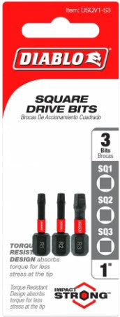 Diablo 1 in. Square Drive Bit Assorted Pack (3-Piece)