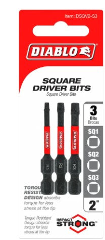 2 in. Square Drive Bit Assorted Pack (3-Piece)