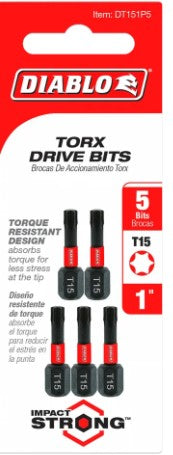 1 in. #15 Torx Drive Bits (5-Pack)