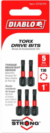 1 in. #30 Torx Drive Bits (5-Pack)