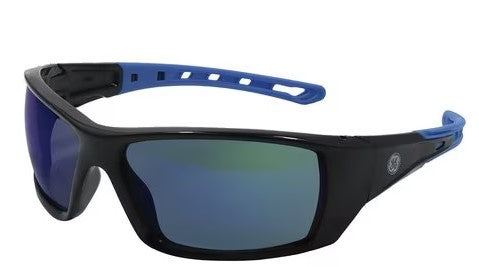 BLK/BLUE SFTY GLASSES, BLUE MIRROR AF LENS