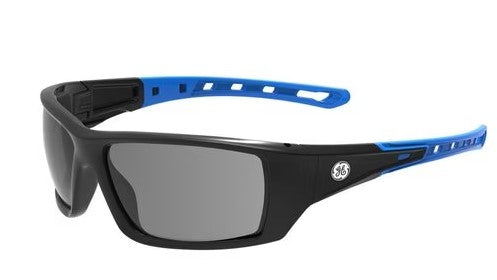 BLK/BLUE SFTY GLASSES, SMOKE AF LENS