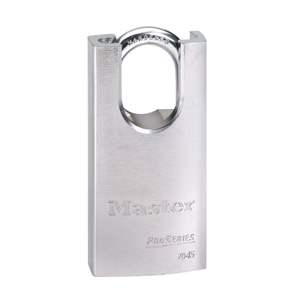 1-3/4" WIDE SOLID STEEL PADLOCK, SHROUDED SHACKLE, KEYED ALIKE