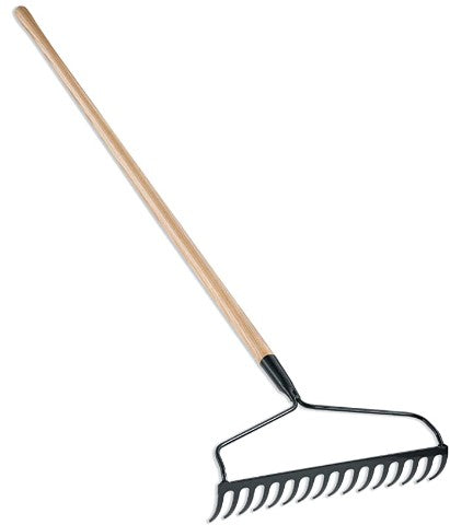 16" BOW HEAD RAKE, 60" WOOD HANDLE