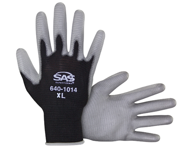 PawZ® Black Nylon Knit Shell Gloves - Polyurethane Palm Coating MED