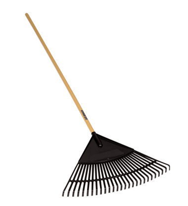 24" POLY RAKE, WOOD HANDLE